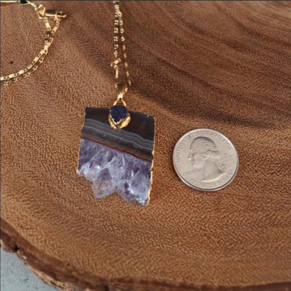 Gold Plated Amethyst Pendant Necklace - Picture 1 of 5